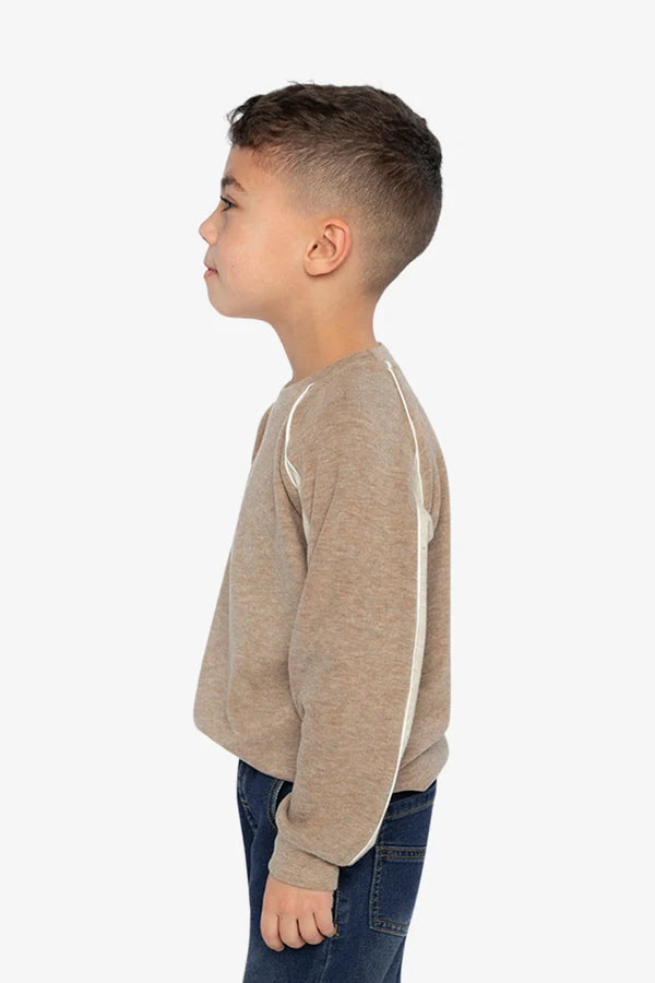 Deux Par Deux Boys Brushed Jersey Top With Raglan Sleeves   J20U09   Light Taupe
