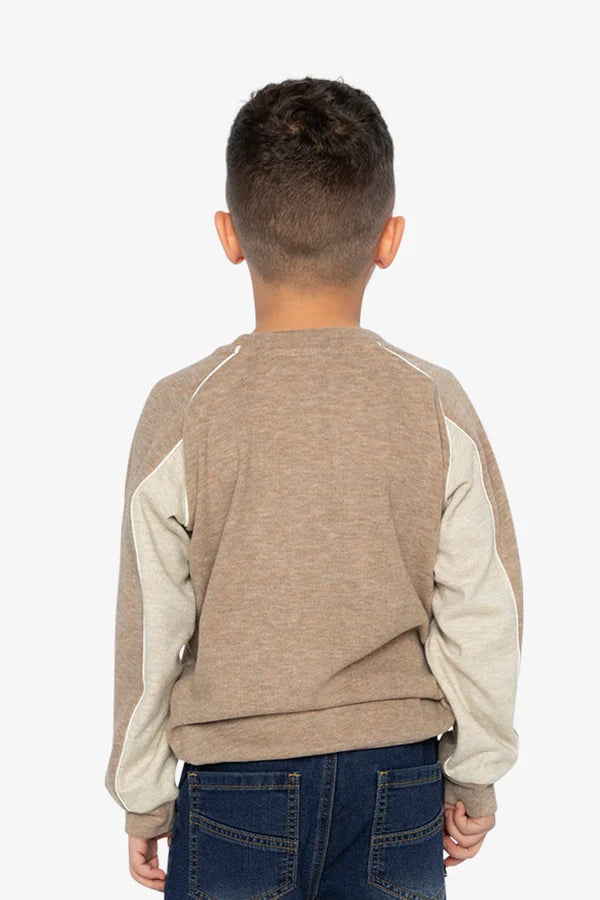 Deux Par Deux Boys Brushed Jersey Top With Raglan Sleeves   J20U09   Light Taupe