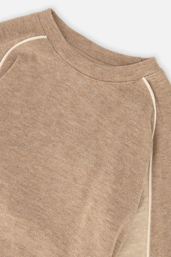 Deux Par Deux Boys Brushed Jersey Top With Raglan Sleeves   J20U09   Light Taupe