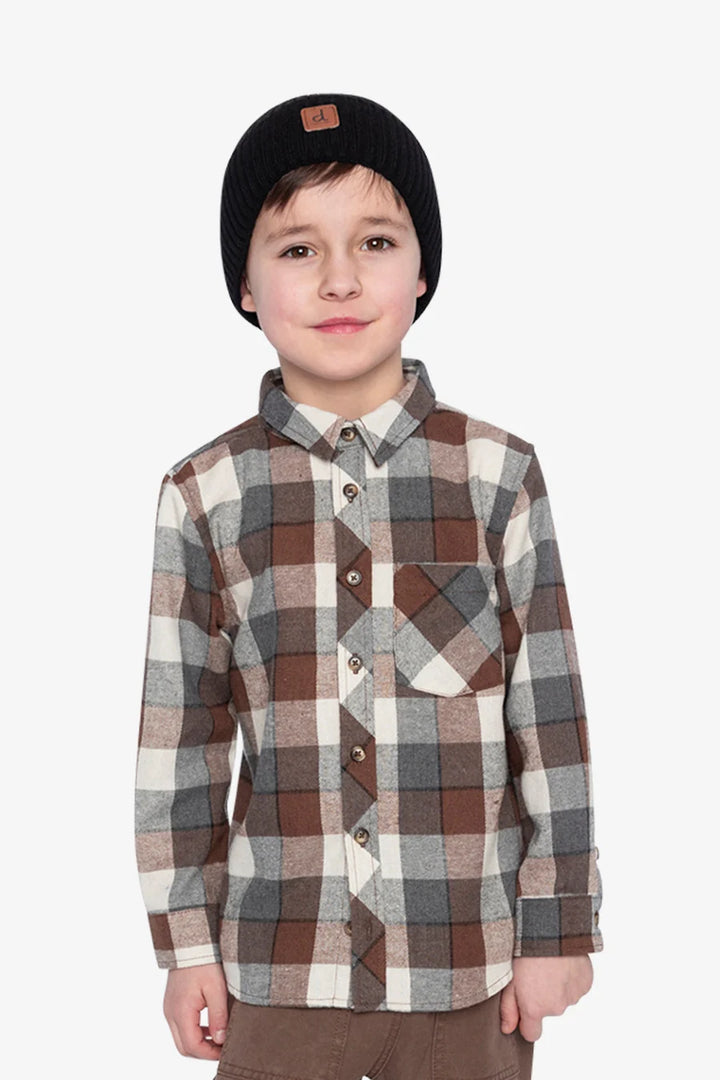 Deux Par Deux Boys Flannel Shirt   J20U13   Grey Plaid