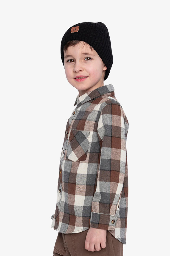 Deux Par Deux Boys Flannel Shirt   J20U13   Grey Plaid