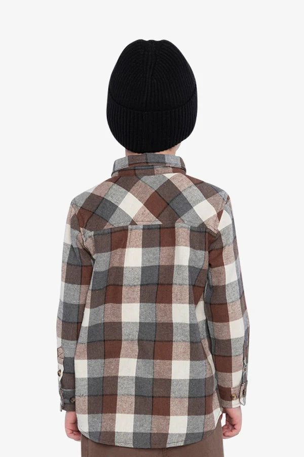 Deux Par Deux Boys Flannel Shirt   J20U13   Grey Plaid