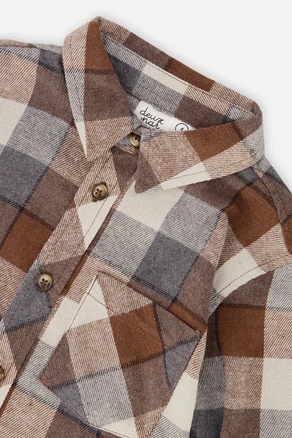 Deux Par Deux Boys Flannel Shirt   J20U13   Grey Plaid