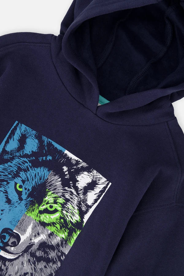Deux Par Deux Boys Hooded Fleece Sweatshirt  J20U30   Peacoat