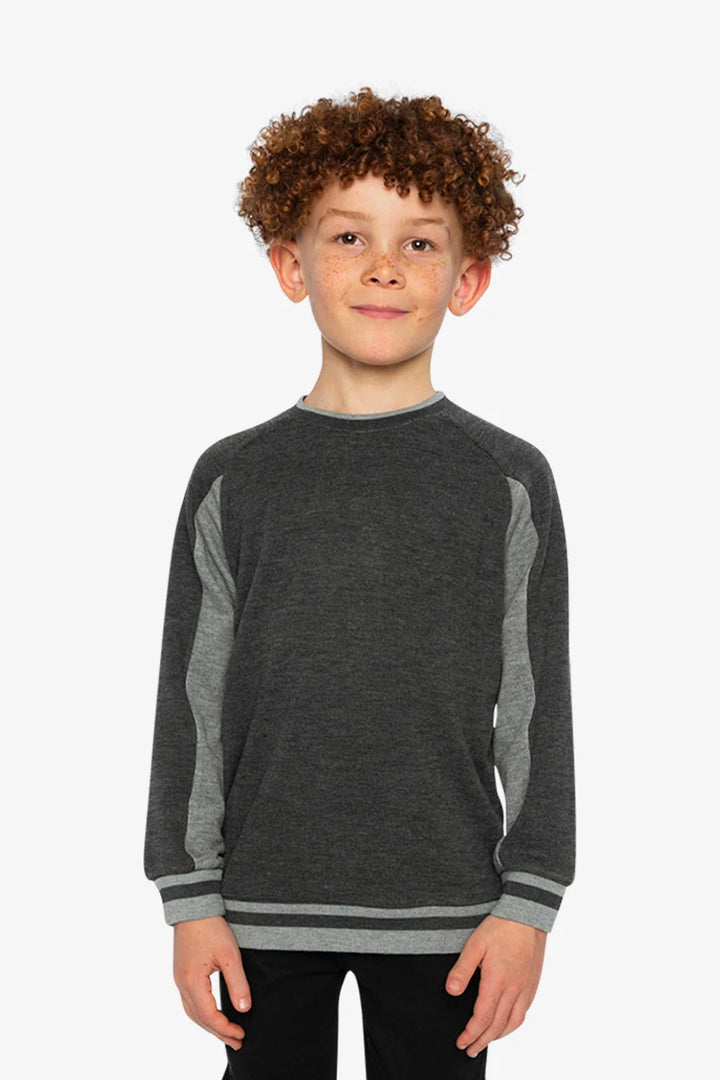 Deux Par Deux Boys Soft Flatback Rib Sweatshirt   J20U39   Charcoal Mix