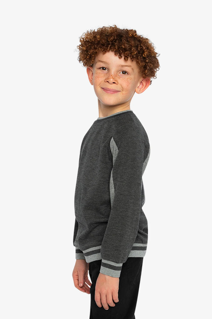 Deux Par Deux Boys Soft Flatback Rib Sweatshirt   J20U39   Charcoal Mix