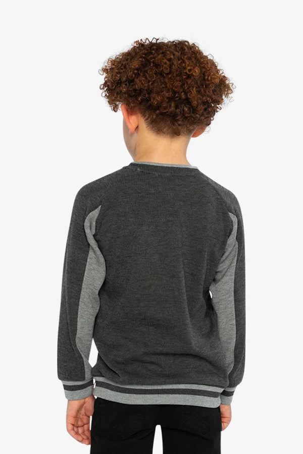 Deux Par Deux Boys Soft Flatback Rib Sweatshirt   J20U39   Charcoal Mix