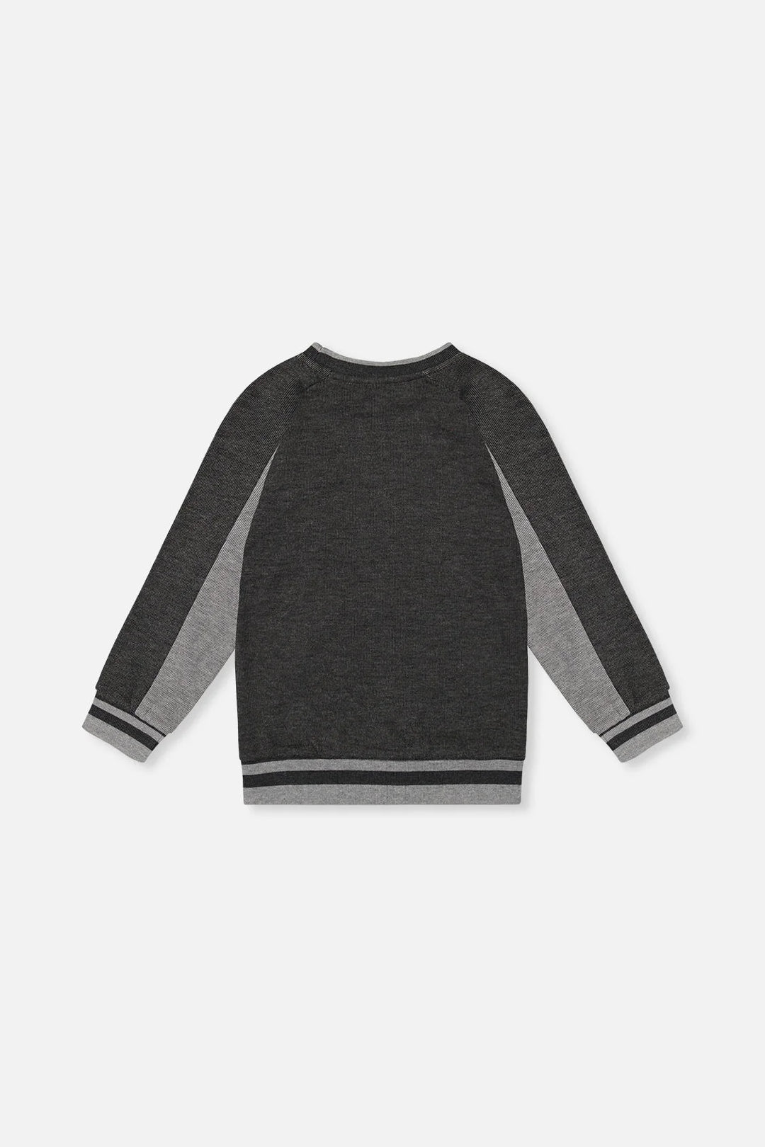 Deux Par Deux Boys Soft Flatback Rib Sweatshirt   J20U39   Charcoal Mix