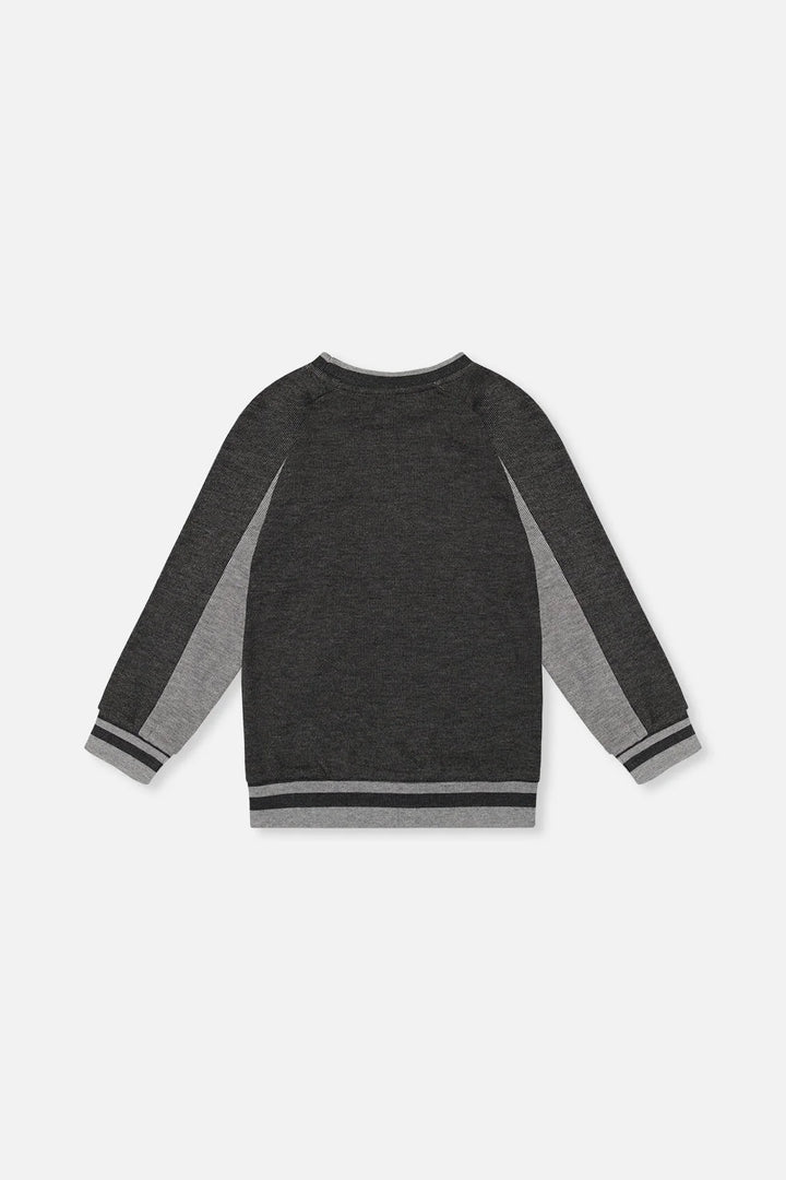 Deux Par Deux Boys Soft Flatback Rib Sweatshirt   J20U39   Charcoal Mix