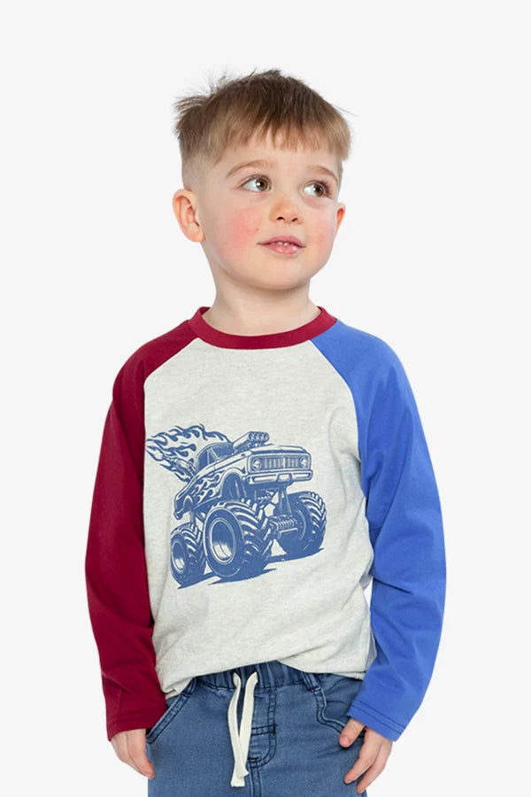 Deux Par Deux Boys Raglan Sleeve Tee   J20U69   Oatmeal Mix