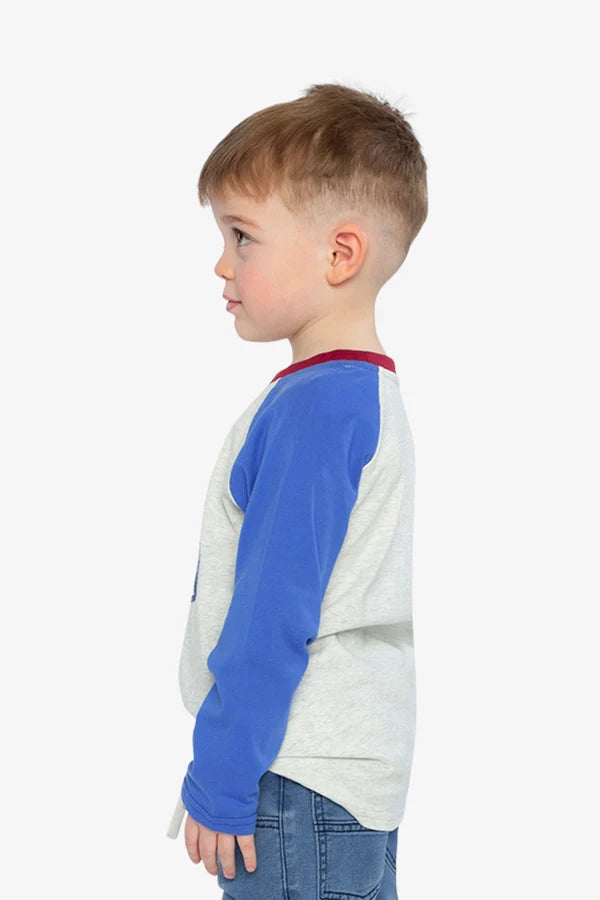 Deux Par Deux Boys Raglan Sleeve Tee   J20U69   Oatmeal Mix