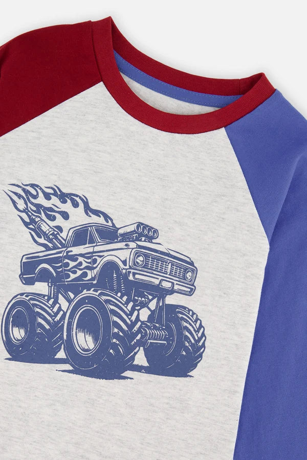 Deux Par Deux Boys Raglan Sleeve Tee   J20U69   Oatmeal Mix