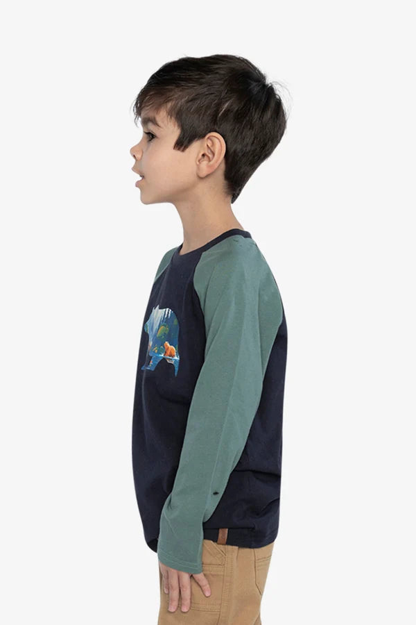 Deux Par Deux Boys Raglan Sleeve Tee   J20U69   Peacoat