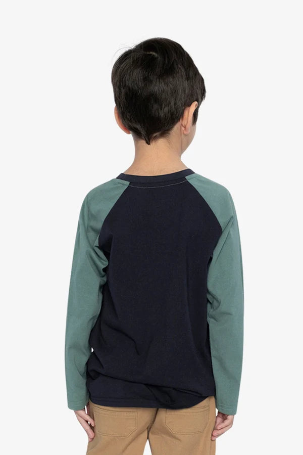 Deux Par Deux Boys Raglan Sleeve Tee   J20U69   Peacoat
