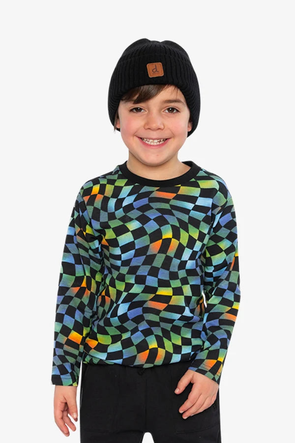 Deux Par Deux Boys Long Sleeve Tee   J20U70   Printed Multicolor