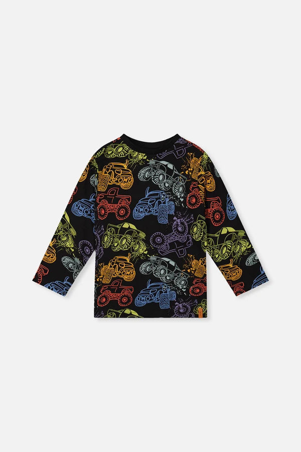 Deux Par Deux Boys Long Sleeve Tee   J20U70    Monster Trucks