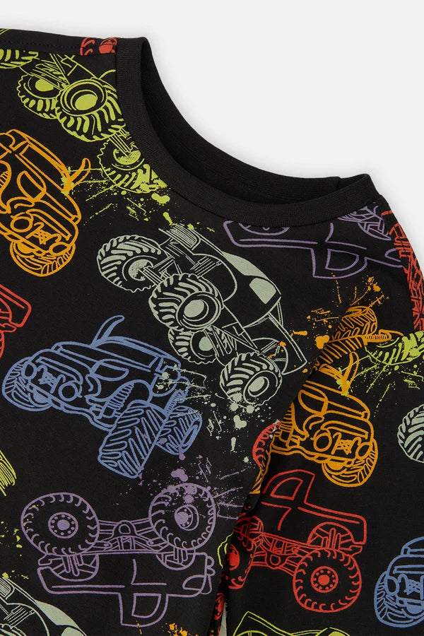 Deux Par Deux Boys Long Sleeve Tee   J20U70    Monster Trucks