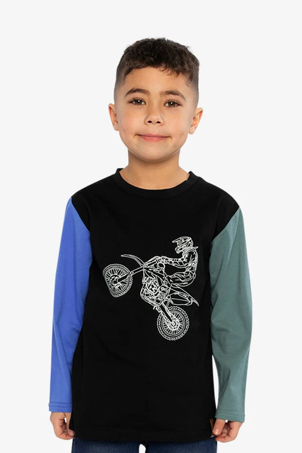 Deux Par Deux Boys Long Sleeve Tee   J20U71   Black