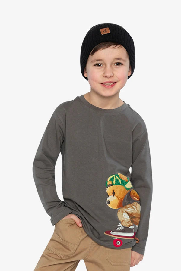 Deux Par Deux Boys Long Sleeve Tee   J20U73   Steel Grey