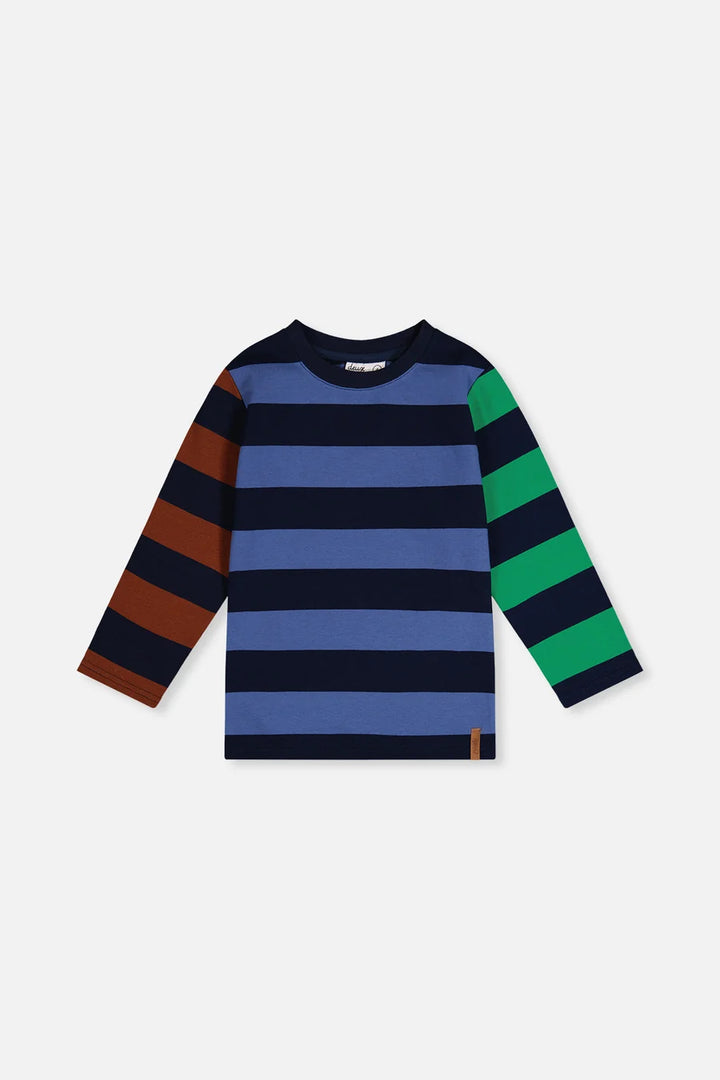 Deux Par Deux Boys Wide Striped Long Sleeve Tee   J20U76   Multico Stripes