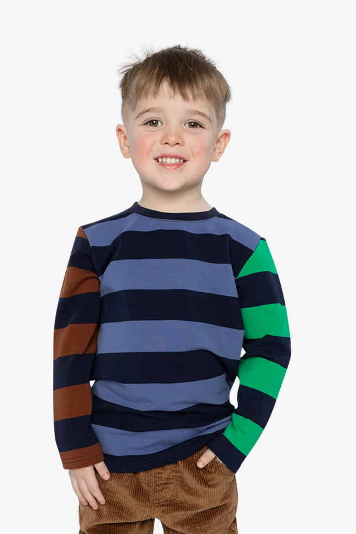 Deux Par Deux Boys Wide Striped Long Sleeve Tee   J20U76   Multico Stripes