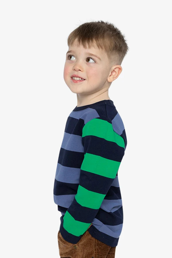 Deux Par Deux Boys Wide Striped Long Sleeve Tee   J20U76   Multico Stripes