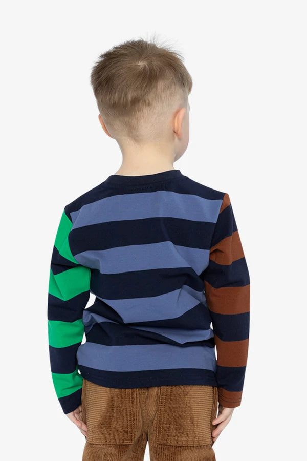 Deux Par Deux Boys Wide Striped Long Sleeve Tee   J20U76   Multico Stripes