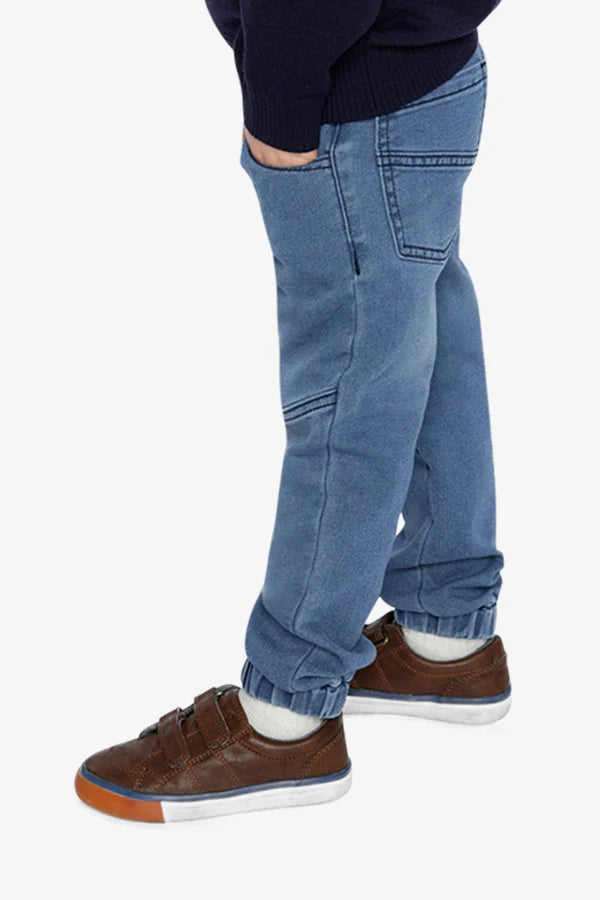 Deux Par Deux Boys French Terry Denim Jogger Pants   J20YB24   Light Blue Denim