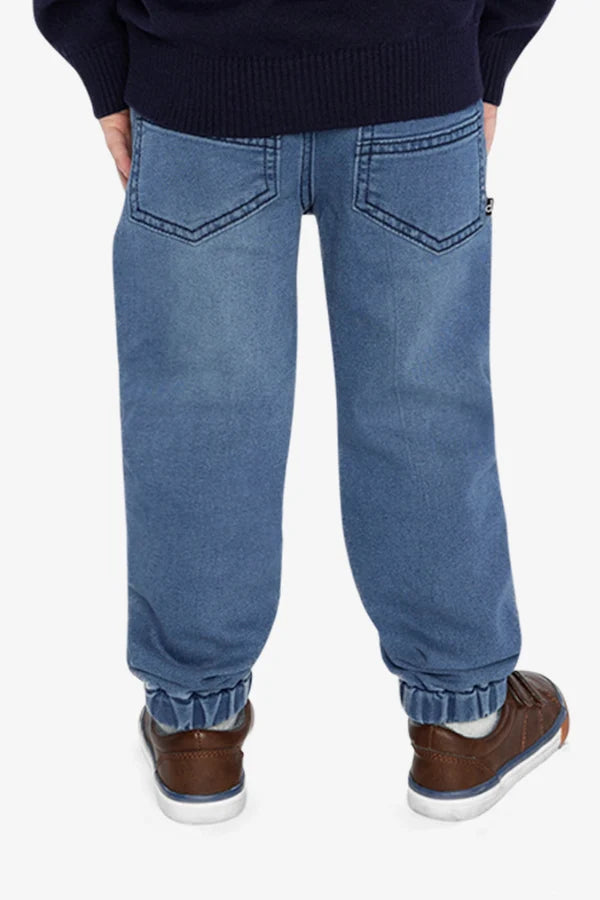 Deux Par Deux Boys French Terry Denim Jogger Pants   J20YB24   Light Blue Denim