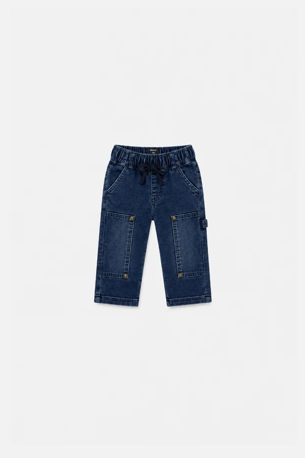 Deux Par Deux Baby Boy French Terry Denim Pants    J20YB25B   Navy Denim
