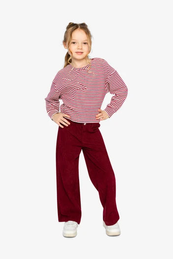 Deux Par Deux Girls Wide Leg Stretch Corduroy Pant   J20YG21   Chocolate Truffle