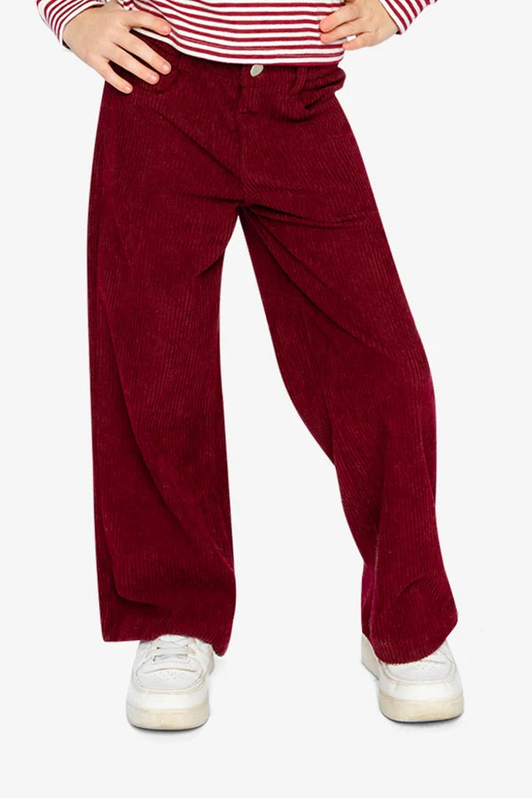 Deux Par Deux Girls Wide Leg Stretch Corduroy Pant   J20YG21   Chocolate Truffle