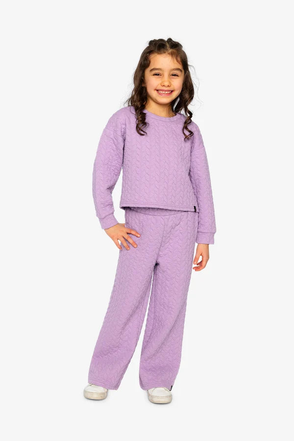 Deux Par Deux Girls Wide Leg Jacquard Pants   J20YG22   Regal Orchid