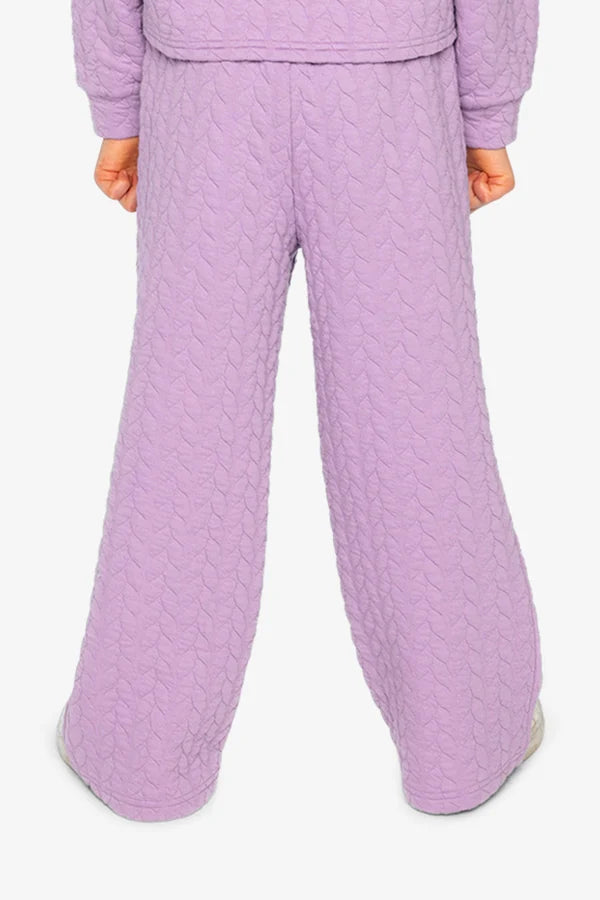 Deux Par Deux Girls Wide Leg Jacquard Pants   J20YG22   Regal Orchid