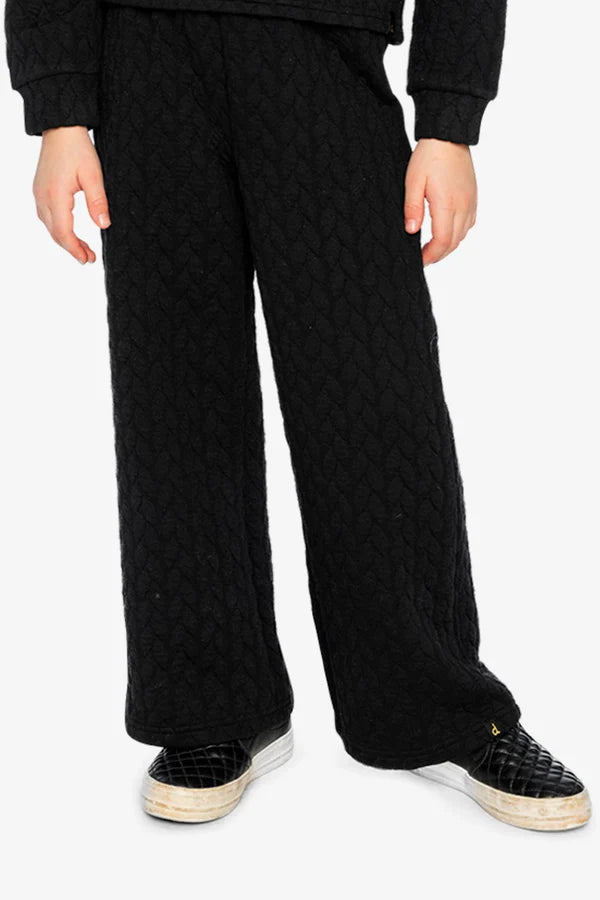 Deux Par Deux Girls Wide Leg Jacquard Pants   J20YG22   Anthracite