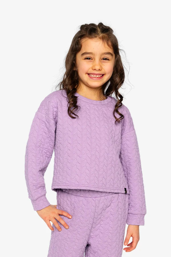 Deux Par Deux Girls Jacquard Sweatshirt   J20YG32   Regal Orchid