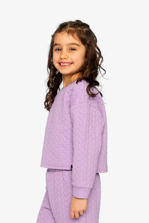 Deux Par Deux Girls Jacquard Sweatshirt   J20YG32   Regal Orchid
