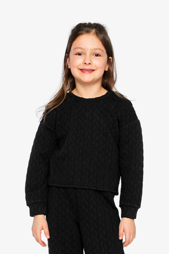 Deux Para Deux Girls Jacquard Sweatshirt   J20YG32   Anthracite