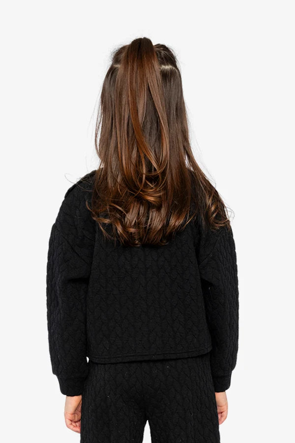 Deux Para Deux Girls Jacquard Sweatshirt   J20YG32   Anthracite