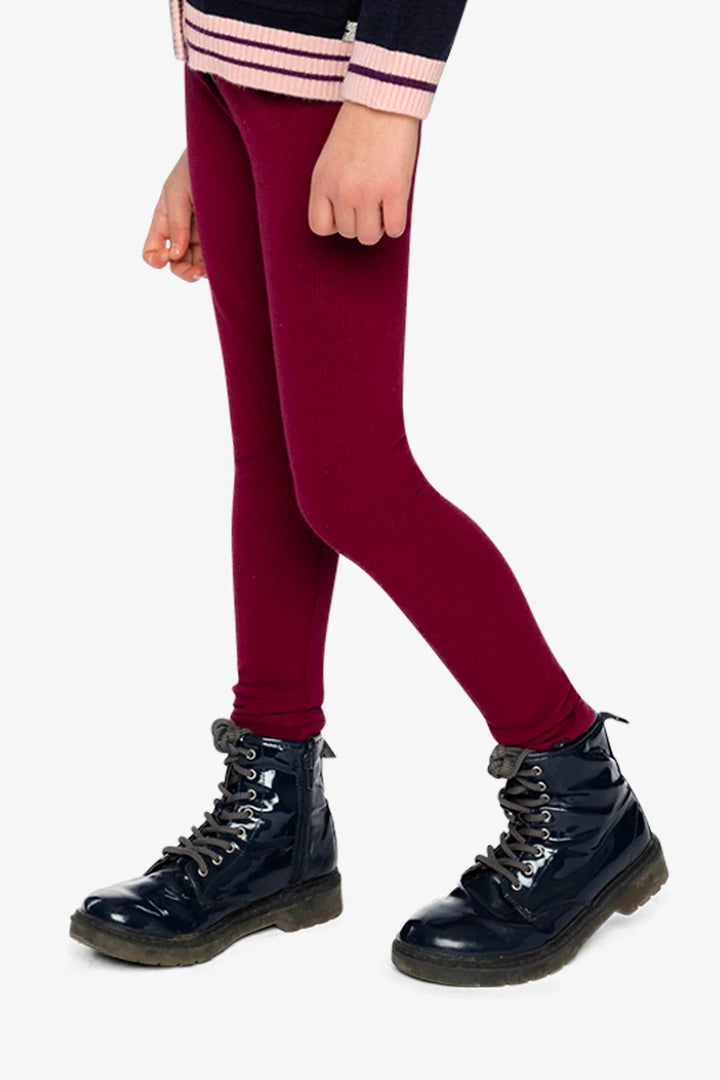 Deux Par Deux Girls Ribbed Leggings   J20YG60   Chocolate Truffle
