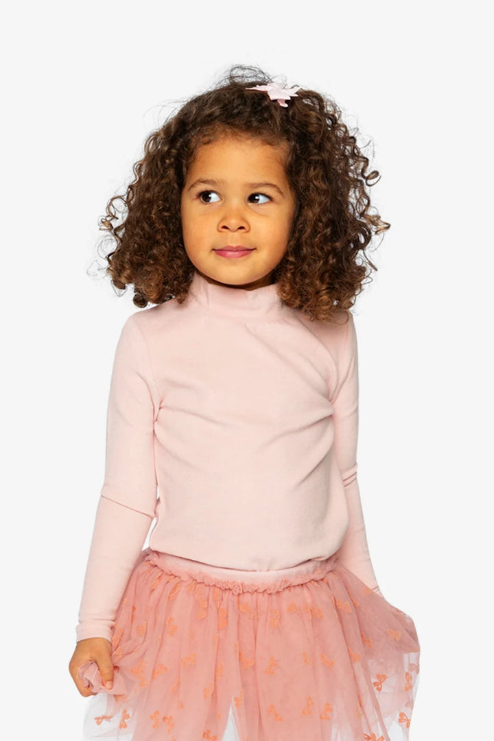 Deux Par Deux Girls Brushed Rib Mock Neck Top   J20GY71   Silver Pink