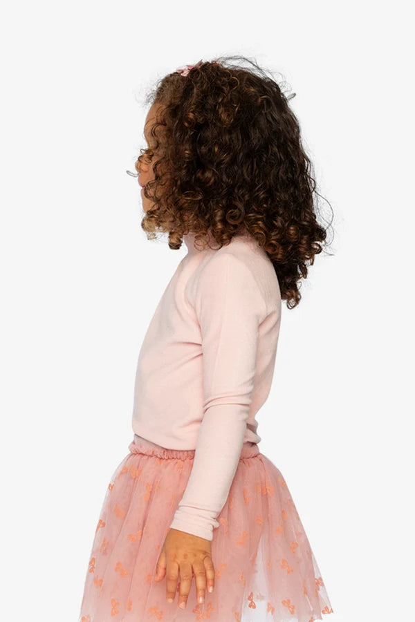 Deux Par Deux Girls Brushed Rib Mock Neck Top   J20GY71   Silver Pink