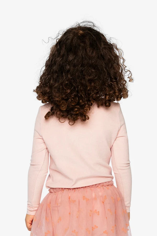 Deux Par Deux Girls Brushed Rib Mock Neck Top   J20GY71   Silver Pink