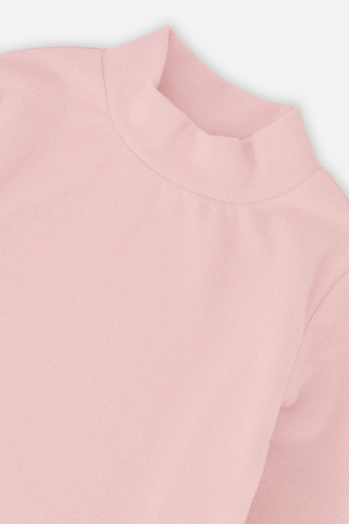 Deux Par Deux Girls Brushed Rib Mock Neck Top   J20GY71   Silver Pink