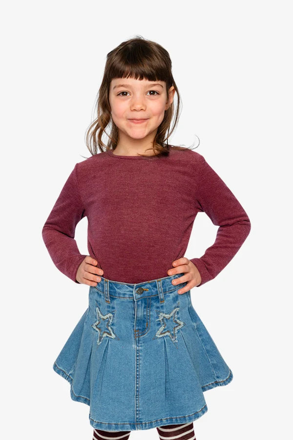 Deux Par Deux Girls Brushed Ribbed Crew Neck Top   J20YG72   Chocolate Truffle