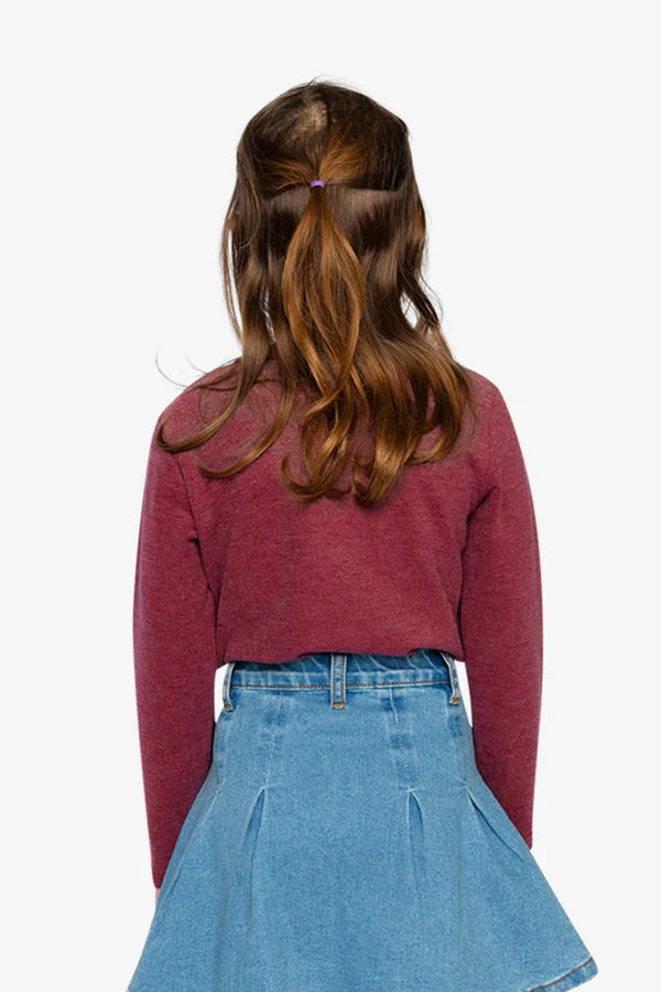 Deux Par Deux Girls Brushed Ribbed Crew Neck Top   J20YG72   Chocolate Truffle
