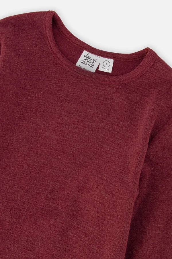 Deux Par Deux Girls Brushed Ribbed Crew Neck Top   J20YG72   Chocolate Truffle