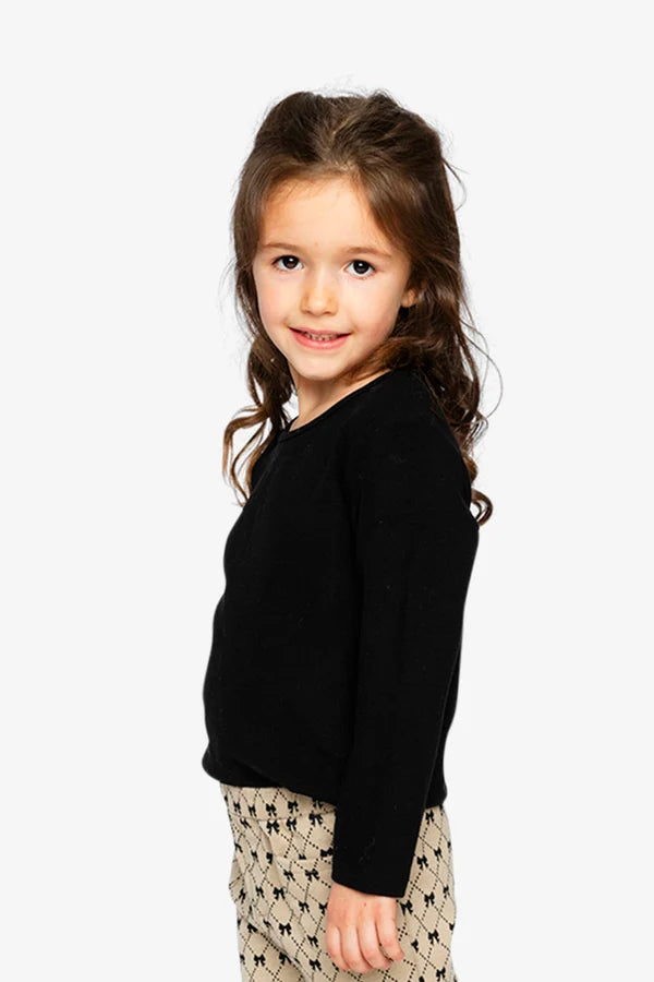 Deux Par Deux Girls Brushed Ribbed Crew Neck Top   J20YG72   Anthracite