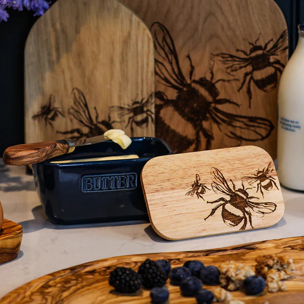 Selbrae Blue Butter Dish  - Bee