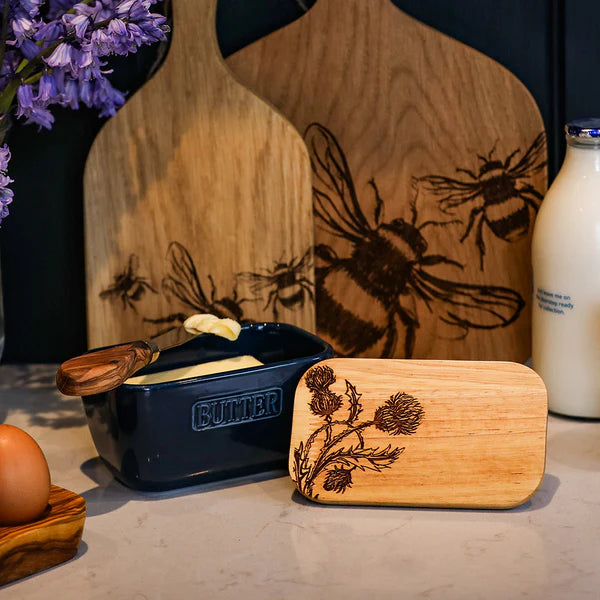 Selbrae Blue Butter Dish  - Thistle Trio